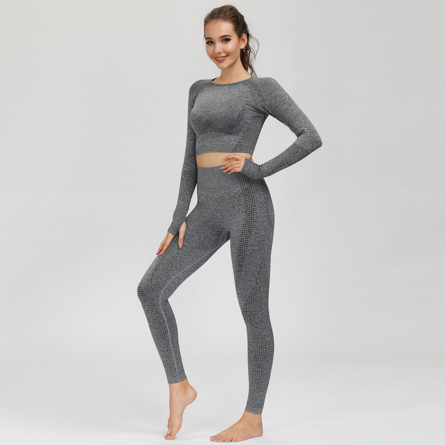 Seamless Gradient Long Sleeve Training Crop Top